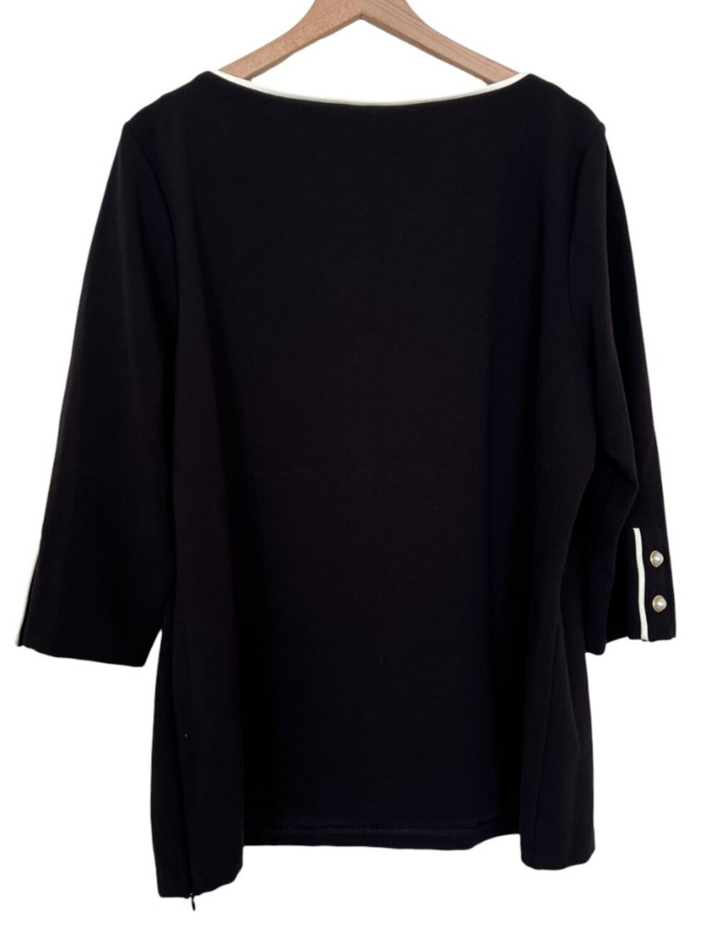 NWT Talbots Black 3/4 Sleeve Pearl Button Cuff Top - Picture 7 of 7